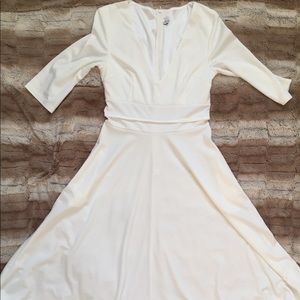 Novashe White Tea Length A Line Dress